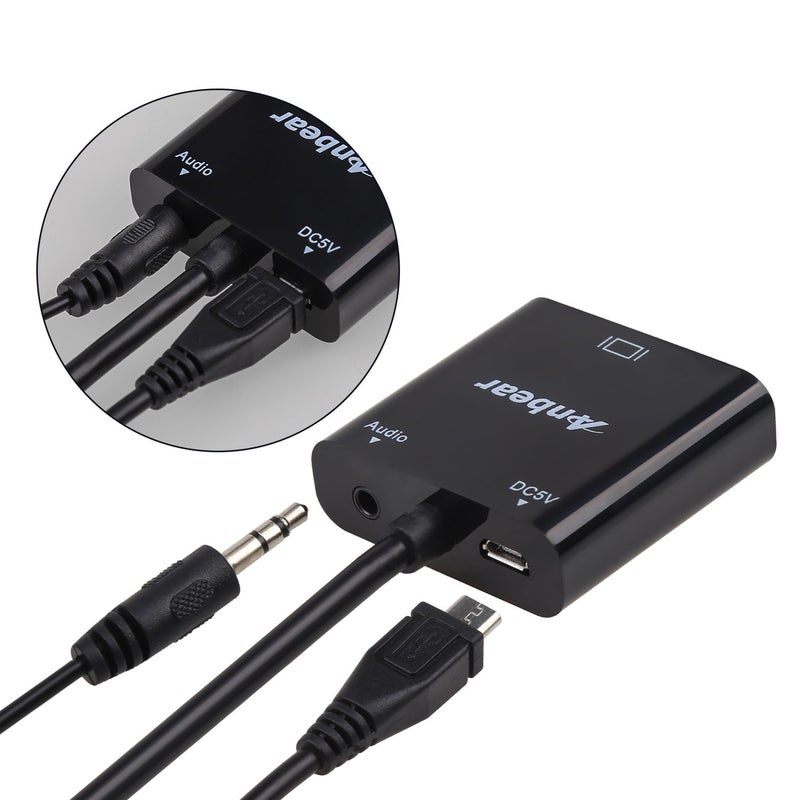 Anbear HDMI to VGA with Audio Adapter, Gold-Plated VGA to HDMI Adapter1080P Video Converter Male to Female with 3.5mm Audio Port Compatible for PC,Laptop,DVD - Image 4